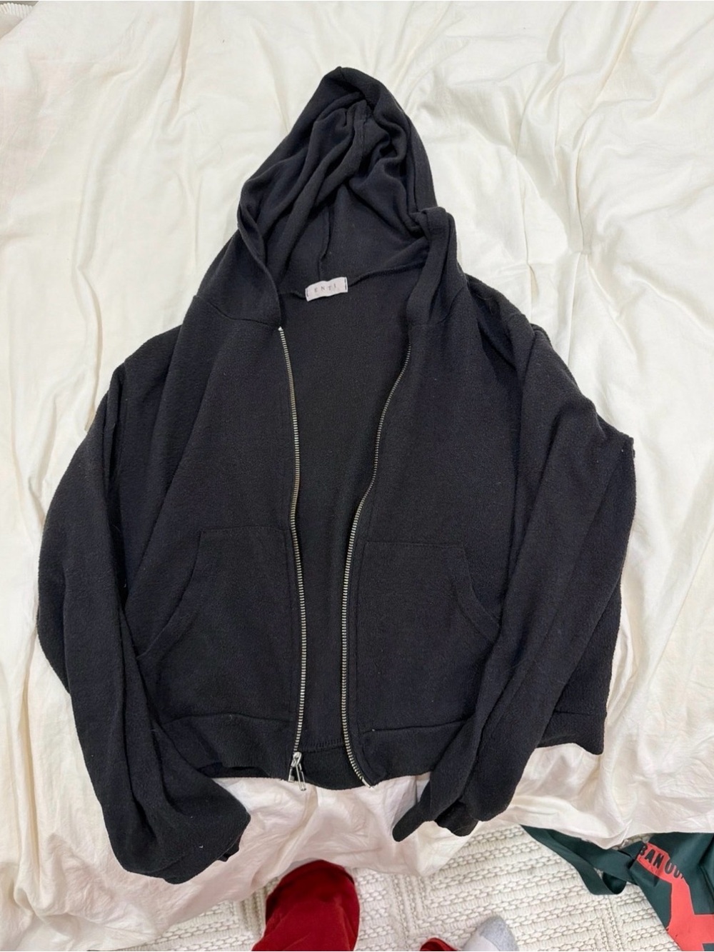 Black Hooded Zip-Up Jacket